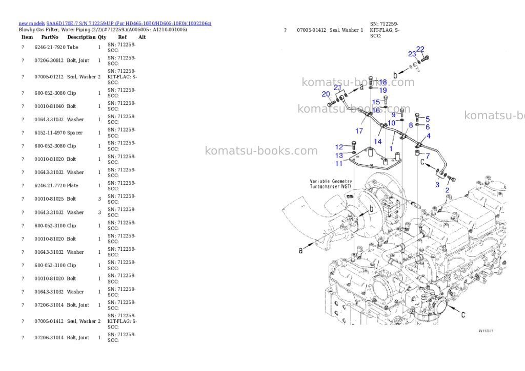 Komatsu SAA6D170E-7 S/N 712259-UP (For HD465-10E0/HD605-10E0) Parts catalog cover Page 9 Komatsu SAA6D170E-7 S/N 712259-UP (For HD465-10E0/HD605-10E0) Parts catalog cover Page 9