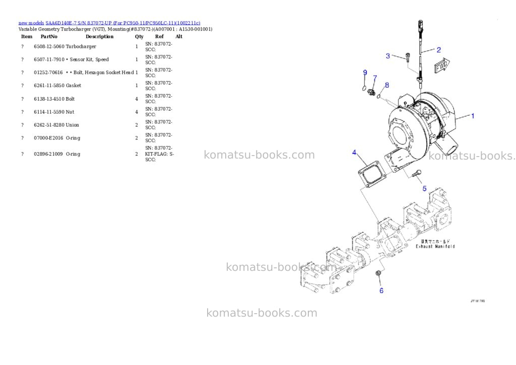 Komatsu SAA6D140E-7 S/N 837072-UP (For PC950-11/PC950LC-11) Parts catalog cover Page 10 Komatsu SAA6D140E-7 S/N 837072-UP (For PC950-11/PC950LC-11) Parts catalog cover Page 10