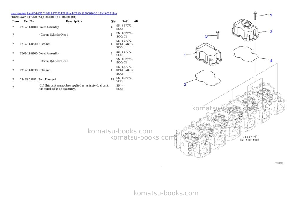 Komatsu SAA6D140E-7 S/N 837072-UP (For PC950-11/PC950LC-11) Parts catalog cover Page 6 Komatsu SAA6D140E-7 S/N 837072-UP (For PC950-11/PC950LC-11) Parts catalog cover Page 6