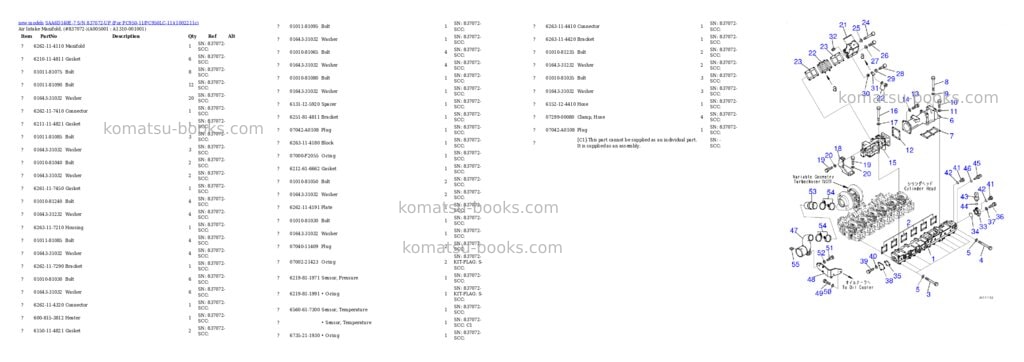 Komatsu SAA6D140E-7 S/N 837072-UP (For PC950-11/PC950LC-11) Parts catalog cover Page 8 Komatsu SAA6D140E-7 S/N 837072-UP (For PC950-11/PC950LC-11) Parts catalog cover Page 8