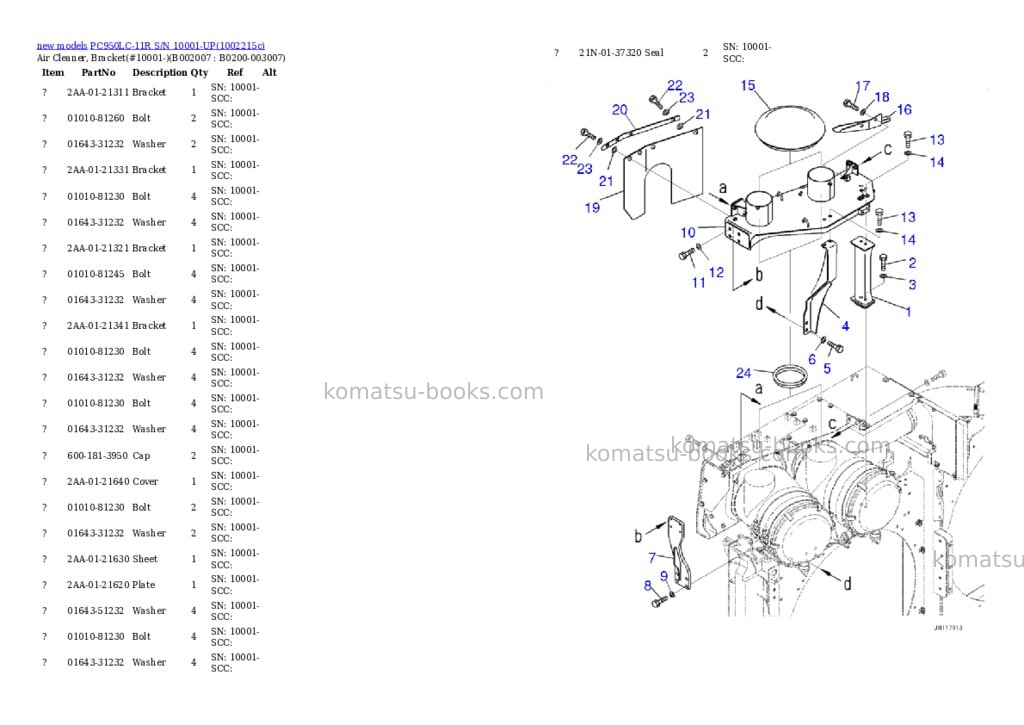 Komatsu PC950LC-11R S/N 10001-UP Parts catalog cover Page 8 Komatsu PC950LC-11R S/N 10001-UP Parts catalog cover Page 8