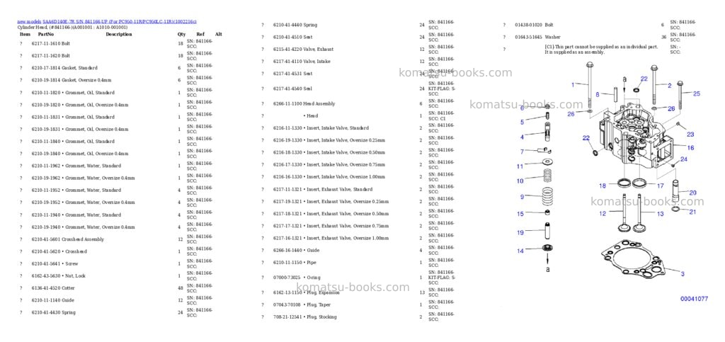 Komatsu SAA6D140E-7R S/N 841166-UP (For PC950-11R/PC950LC-11R) Parts catalog cover