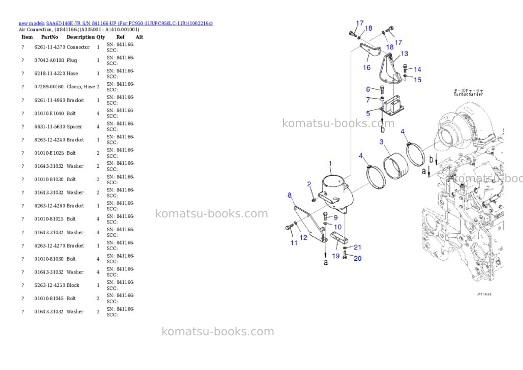 Komatsu SAA6D140E-7R S/N 841166-UP (For PC950-11R/PC950LC-11R) Parts catalog cover Page 6
