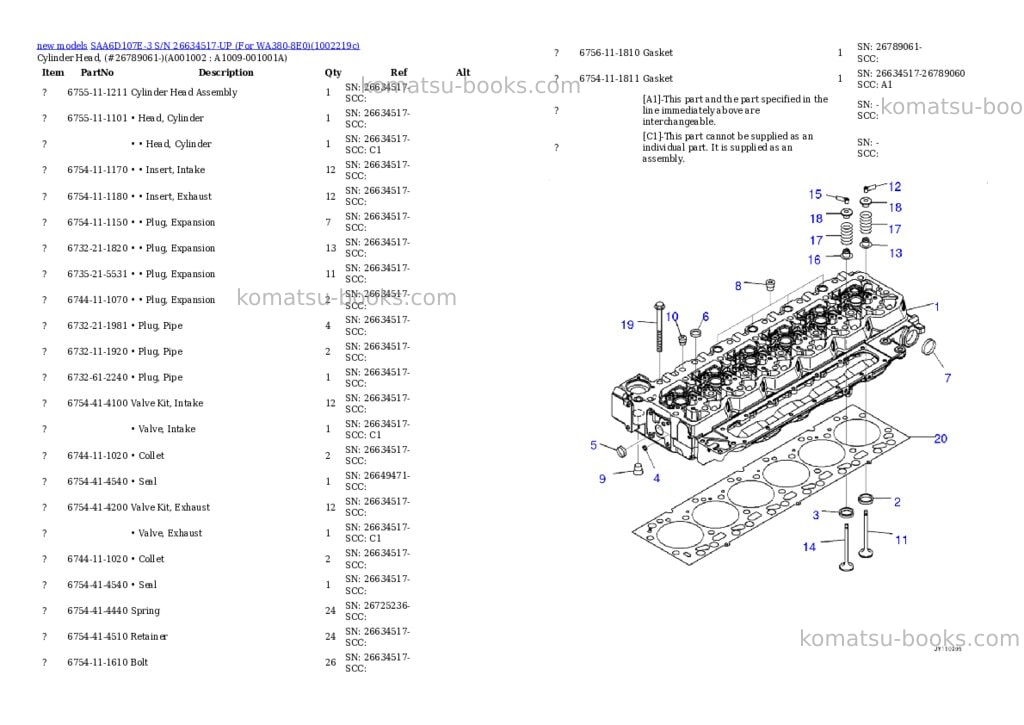 Komatsu SAA6D107E-3 S/N 26634517-UP (For WA380-8E0) Parts catalog cover Page 2