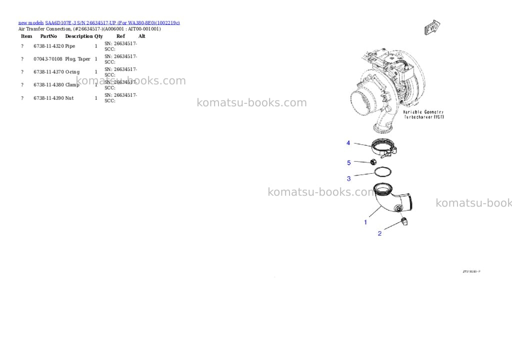 Komatsu SAA6D107E-3 S/N 26634517-UP (For WA380-8E0) Parts catalog cover Page 7