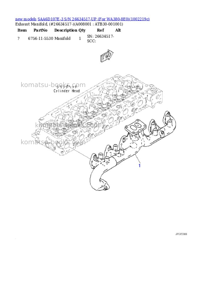 Komatsu SAA6D107E-3 S/N 26634517-UP (For WA380-8E0) Parts catalog cover Page 9