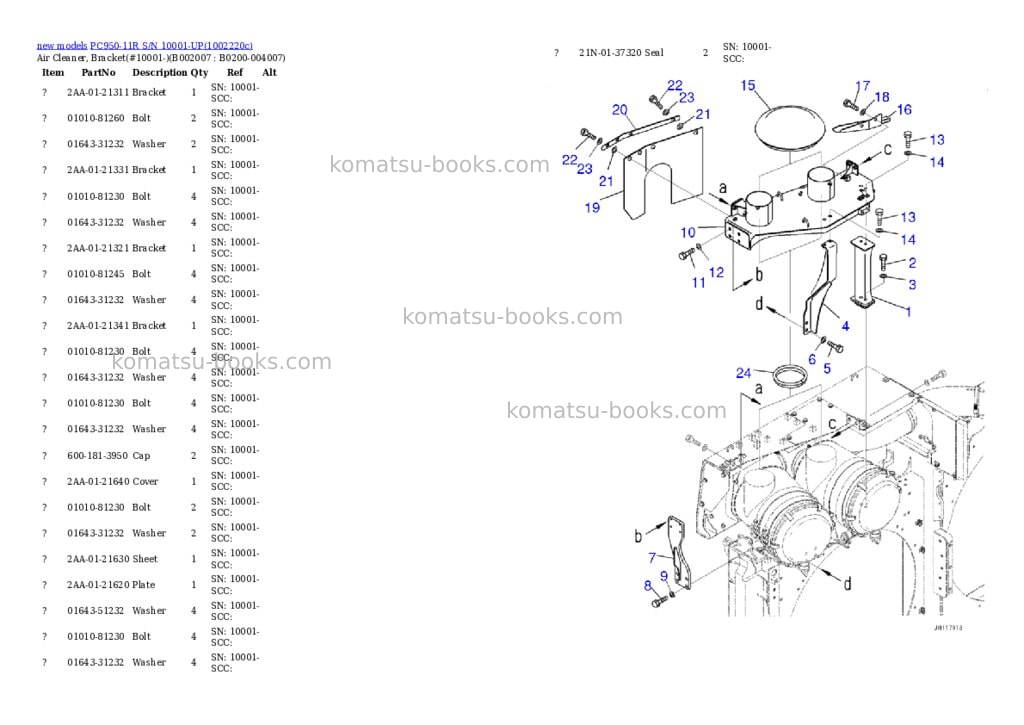 Komatsu PC950-11R S/N 10001-UP Parts catalog cover Page 8 Komatsu PC950-11R S/N 10001-UP Parts catalog cover Page 8
