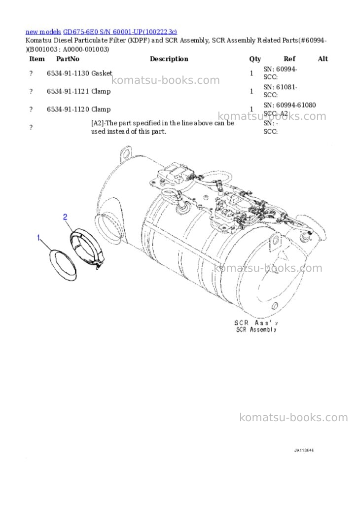 Komatsu GD675-6E0 S/N 60001-UP Parts catalog cover Page 3