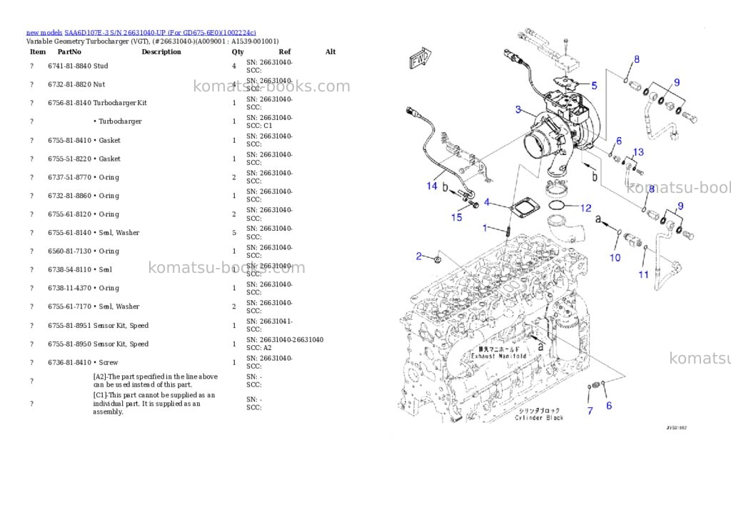 Komatsu SAA6D107E-3 S/N 26631040-UP (For GD675-6E0) Parts catalog cover Page 10 Komatsu SAA6D107E-3 S/N 26631040-UP (For GD675-6E0) Parts catalog cover Page 10
