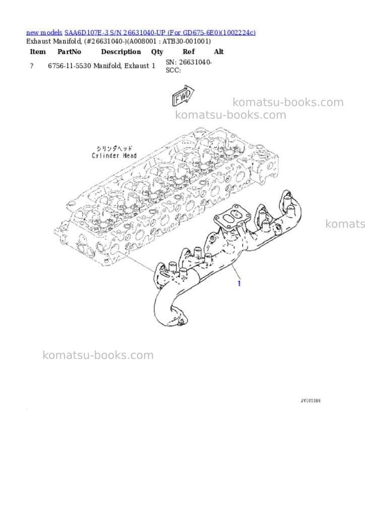 Komatsu SAA6D107E-3 S/N 26631040-UP (For GD675-6E0) Parts catalog cover Page 9 Komatsu SAA6D107E-3 S/N 26631040-UP (For GD675-6E0) Parts catalog cover Page 9