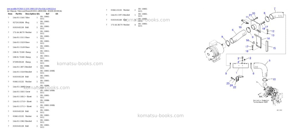 Komatsu PC950-11 S/N 10001-UP (For KAL) Parts catalog cover Page 5