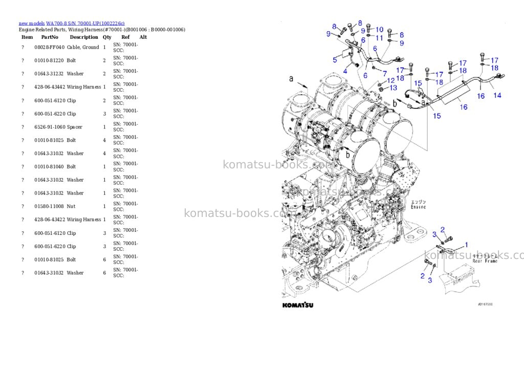 Komatsu WA700-8 S/N 70001-UP Parts catalog cover Page 6