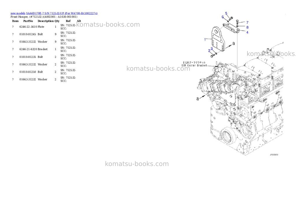 Komatsu SAA6D170E-7 S/N 712532-UP (For WA700-8) Parts catalog cover Page 2
