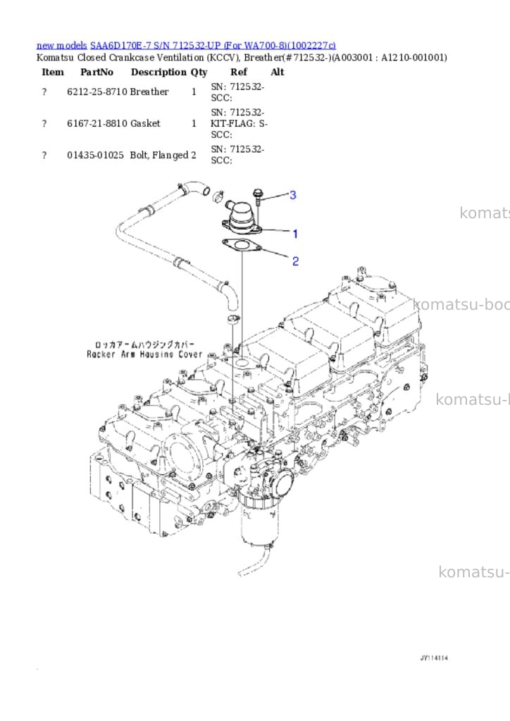 Komatsu SAA6D170E-7 S/N 712532-UP (For WA700-8) Parts catalog cover Page 3