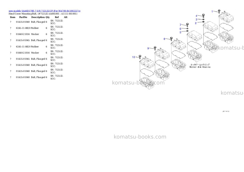 Komatsu SAA6D170E-7 S/N 712532-UP (For WA700-8) Parts catalog cover Page 8