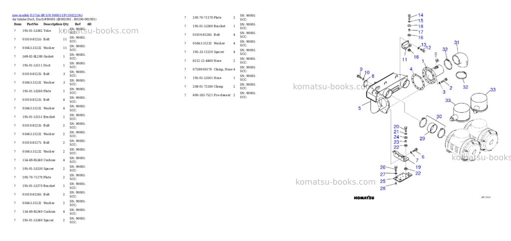 Komatsu D375A-8R S/N 90001-UP Parts catalog cover Page 2