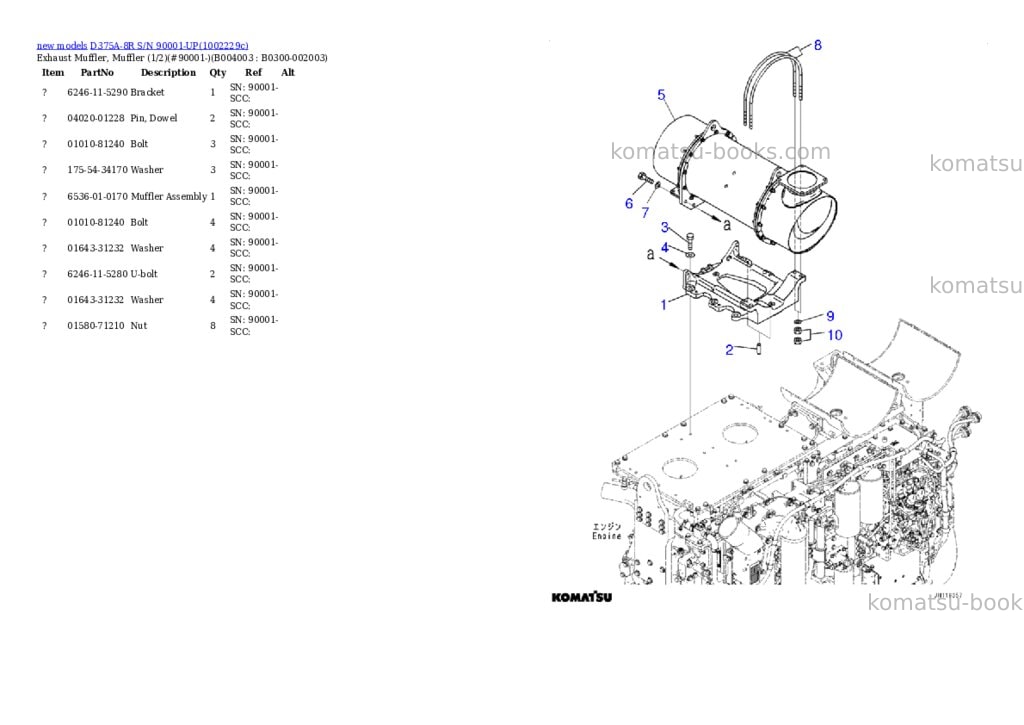 Komatsu D375A-8R S/N 90001-UP Parts catalog cover Page 7