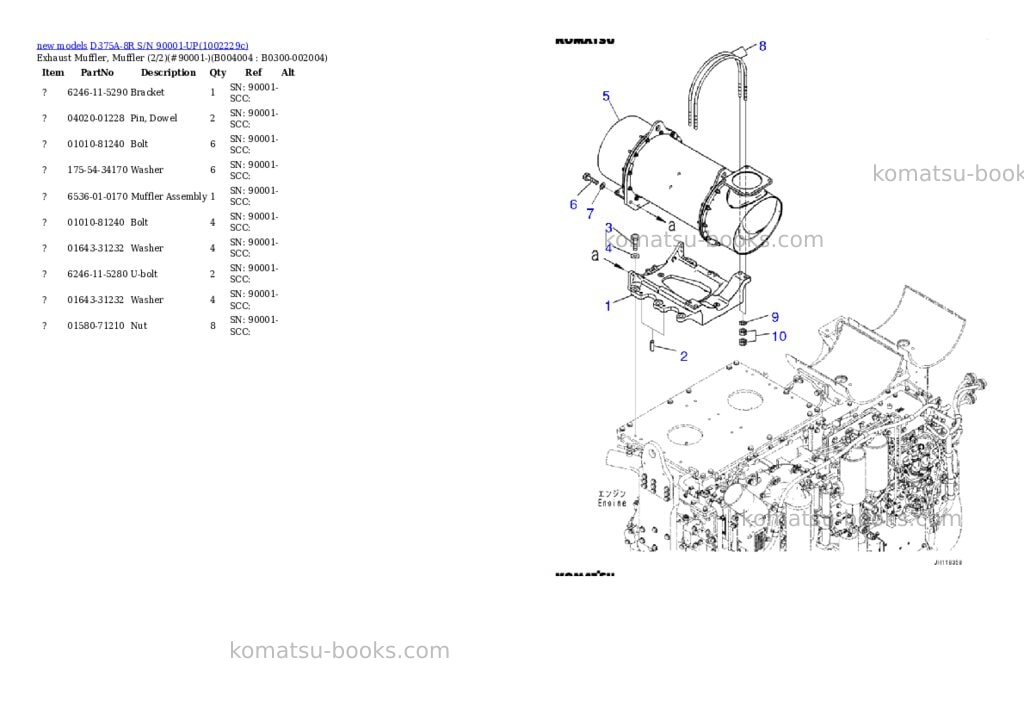 Komatsu D375A-8R S/N 90001-UP Parts catalog cover Page 8