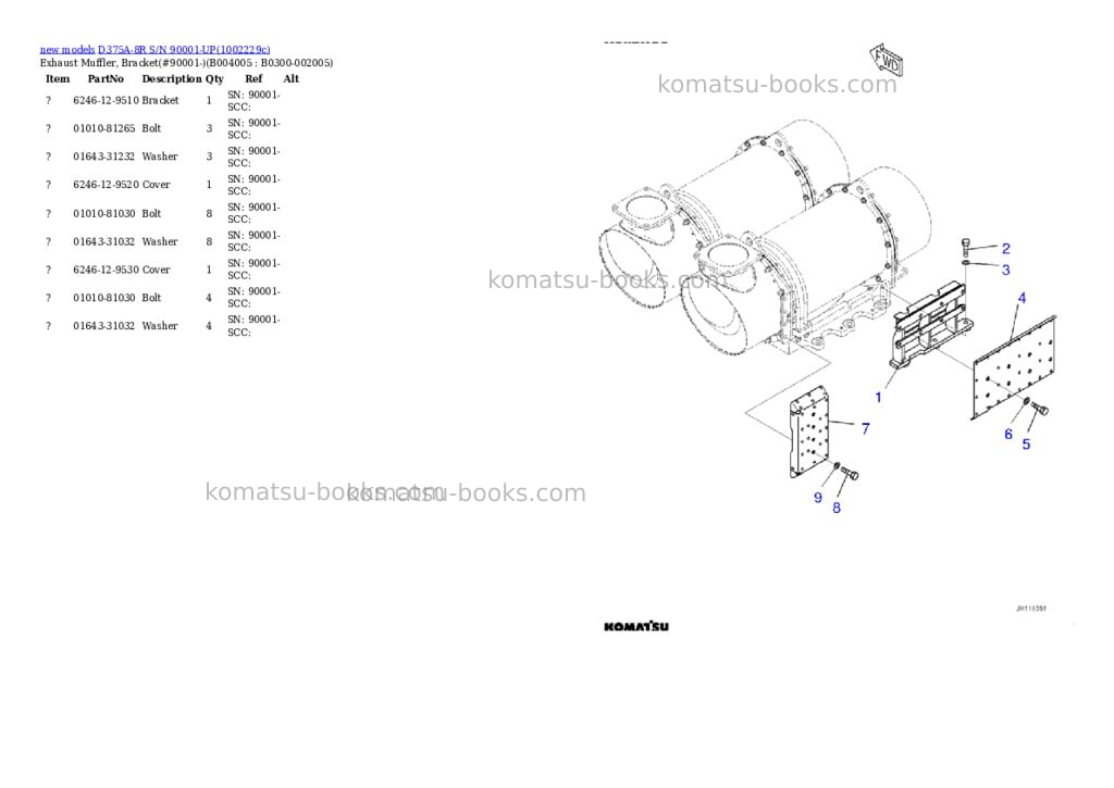 Komatsu D375A-8R S/N 90001-UP Parts catalog cover Page 9