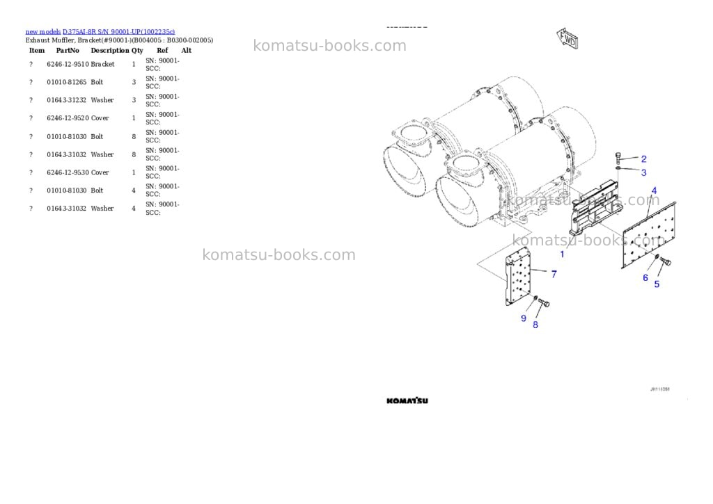 Komatsu D375AI-8R S/N 90001-UP Parts catalog cover Page 10