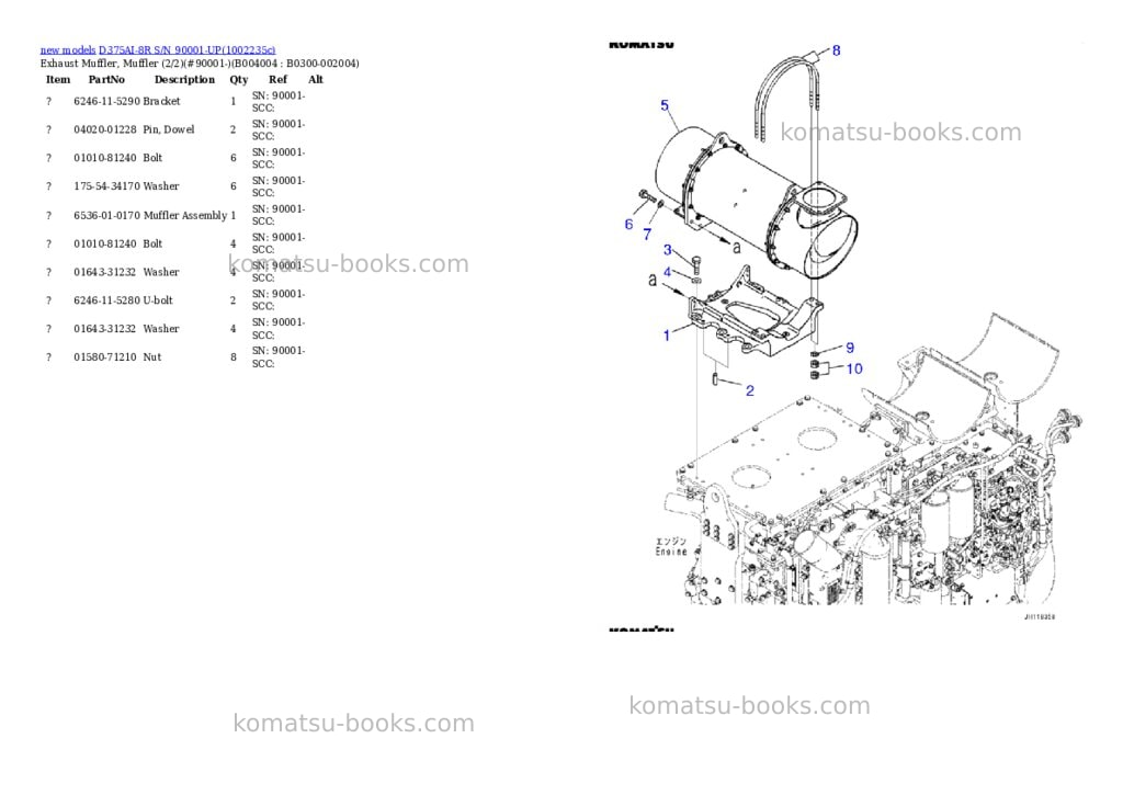 Komatsu D375AI-8R S/N 90001-UP Parts catalog cover Page 9
