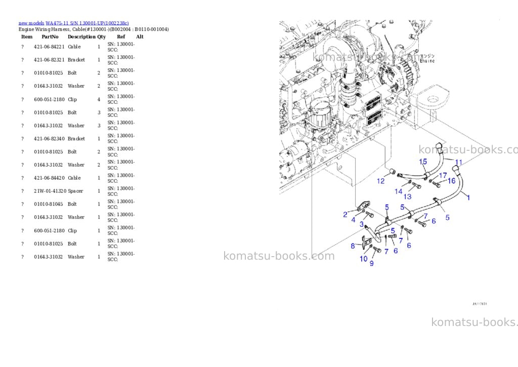 Komatsu WA475-11 S/N 130001-UP Parts catalog cover Page 5