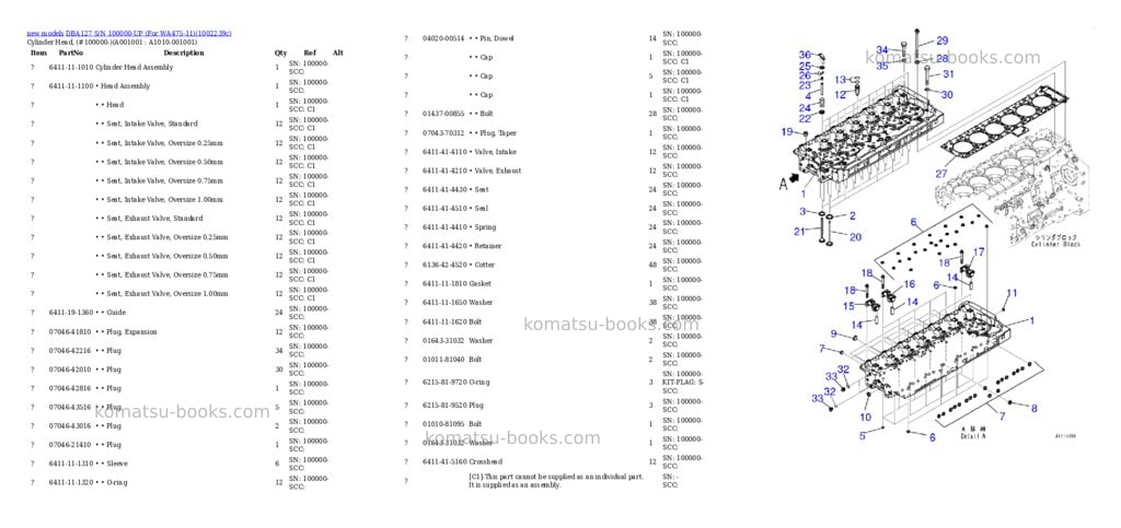 Komatsu DBA127 S/N 100000-UP (For WA475-11) Parts catalog cover