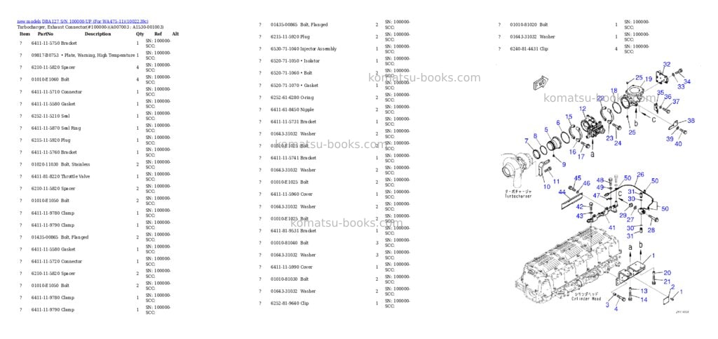 Komatsu DBA127 S/N 100000-UP (For WA475-11) Parts catalog cover Page 10