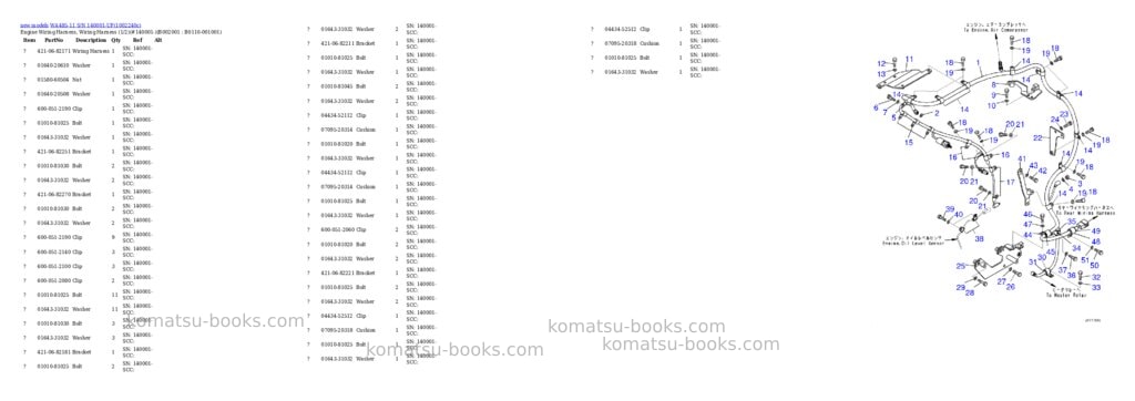 Komatsu WA485-11 S/N 140001-UP Parts catalog cover Page 2 Komatsu WA485-11 S/N 140001-UP Parts catalog cover Page 2
