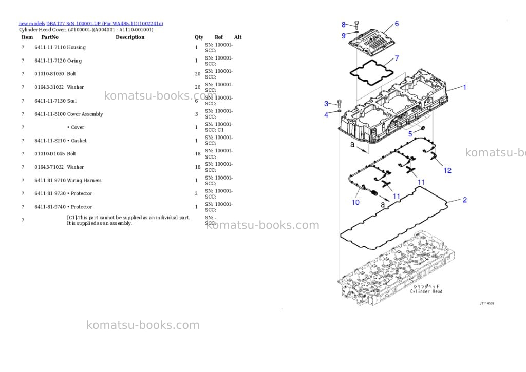 Komatsu DBA127 S/N 100001-UP (For WA485-11) Parts catalog cover Page 4 Komatsu DBA127 S/N 100001-UP (For WA485-11) Parts catalog cover Page 4