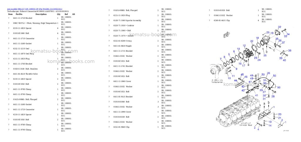 Komatsu DBA127 S/N 100001-UP (For WA485-11) Parts catalog cover Page 9 Komatsu DBA127 S/N 100001-UP (For WA485-11) Parts catalog cover Page 9