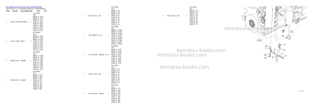 Komatsu HD605-10E1 S/N 65001-74999 Parts catalog cover Page 10 Komatsu HD605-10E1 S/N 65001-74999 Parts catalog cover Page 10