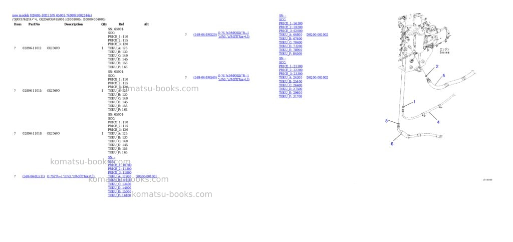 Komatsu HD605-10E1 S/N 65001-74999 Parts catalog cover Page 5 Komatsu HD605-10E1 S/N 65001-74999 Parts catalog cover Page 5