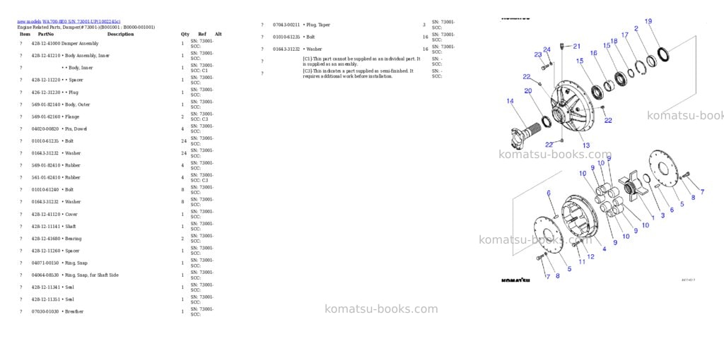 Komatsu WA700-8E0 S/N 73001-UP Parts catalog cover