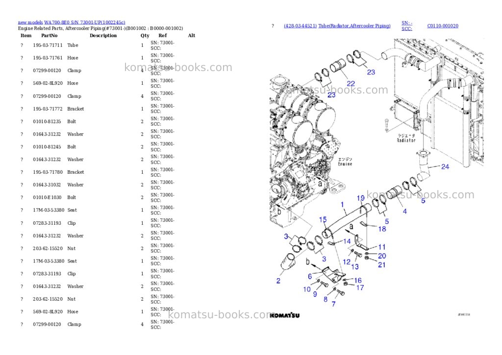 Komatsu WA700-8E0 S/N 73001-UP Parts catalog cover Page 2