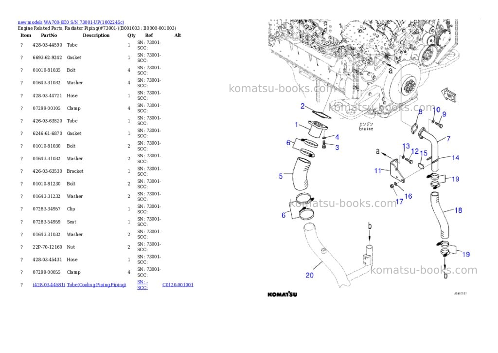 Komatsu WA700-8E0 S/N 73001-UP Parts catalog cover Page 3