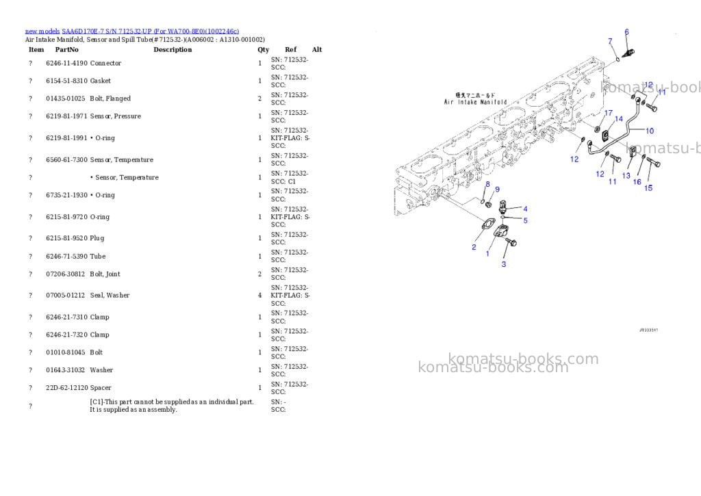 Komatsu SAA6D170E-7 S/N 712532-UP (For WA700-8E0) Parts catalog cover Page 10