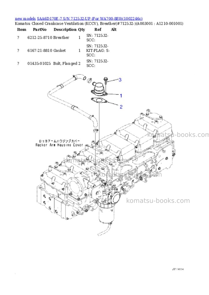Komatsu SAA6D170E-7 S/N 712532-UP (For WA700-8E0) Parts catalog cover Page 3