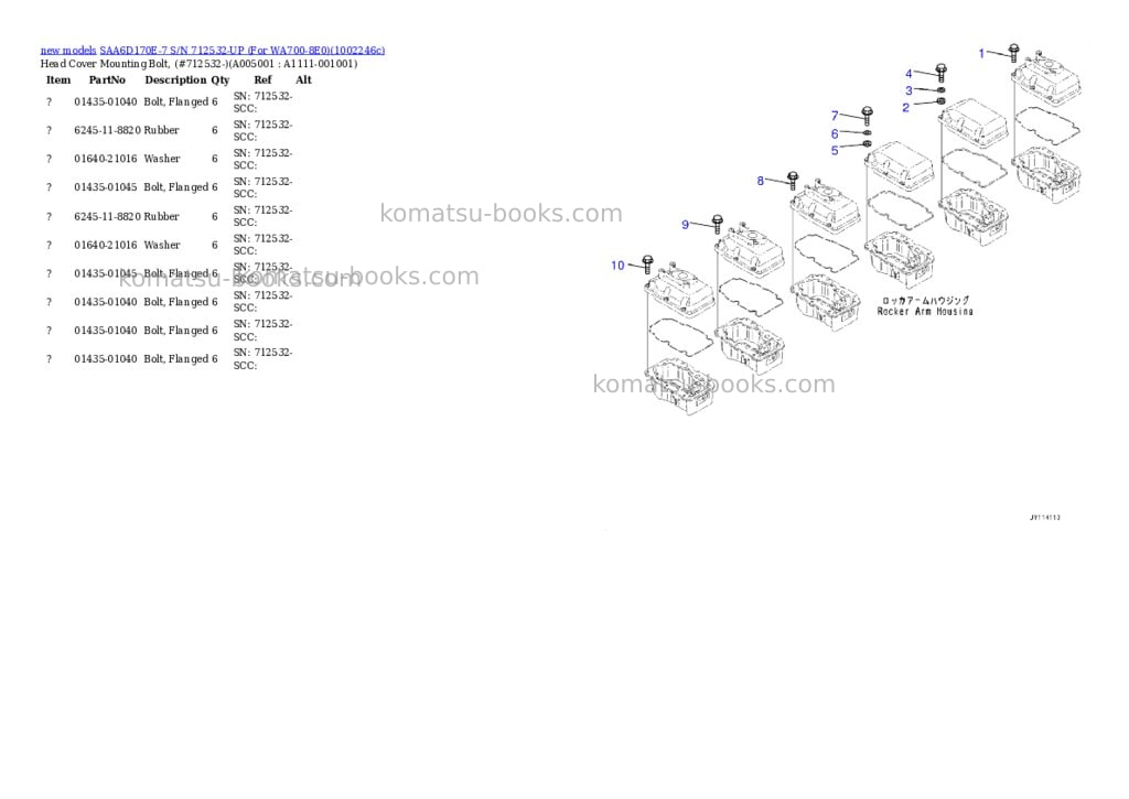 Komatsu SAA6D170E-7 S/N 712532-UP (For WA700-8E0) Parts catalog cover Page 8