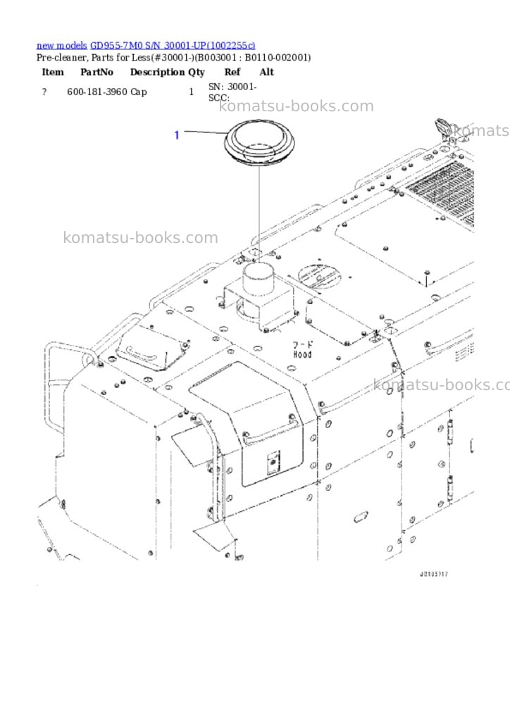 Komatsu GD955-7M0 S/N 30001-UP Parts catalog cover Page 9 Komatsu GD955-7M0 S/N 30001-UP Parts catalog cover Page 9