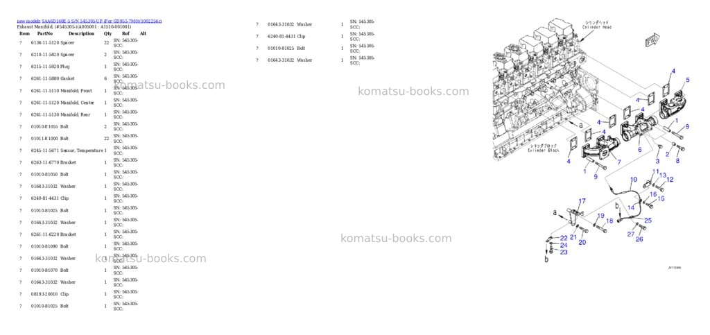 Komatsu SAA6D140E-5 S/N 545305-UP (For GD955-7M0) Parts catalog cover Page 6
