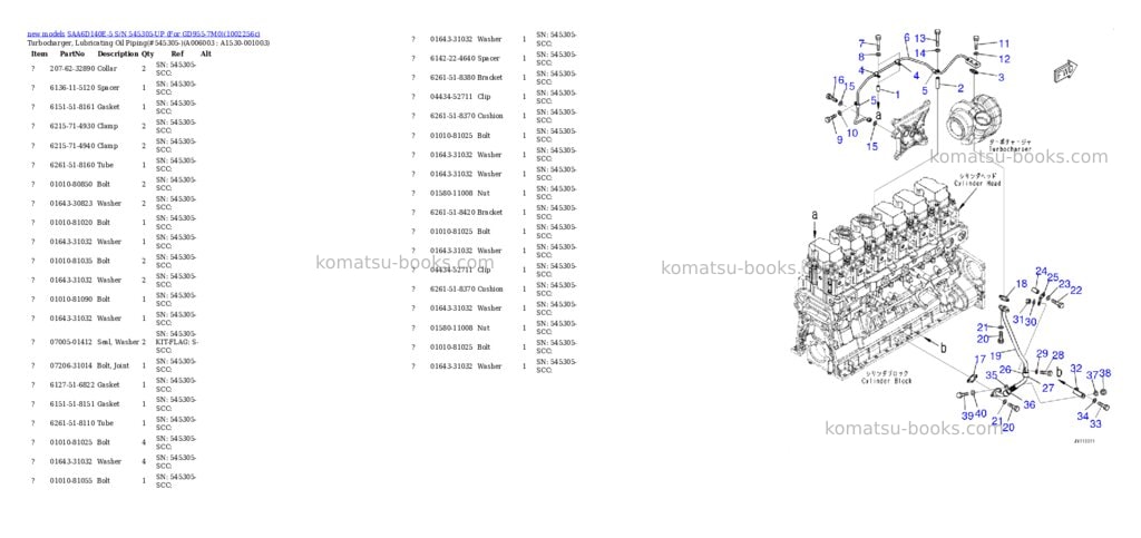 Komatsu SAA6D140E-5 S/N 545305-UP (For GD955-7M0) Parts catalog cover Page 9