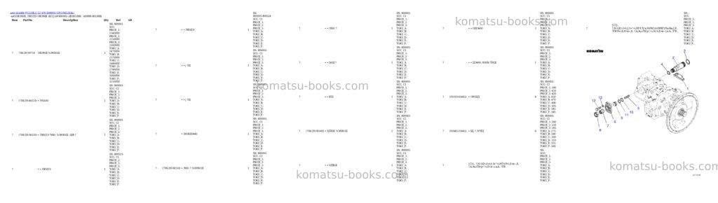 Komatsu PC210LC-12 S/N 800001-UP Parts catalog cover Page 8 Komatsu PC210LC-12 S/N 800001-UP Parts catalog cover Page 8