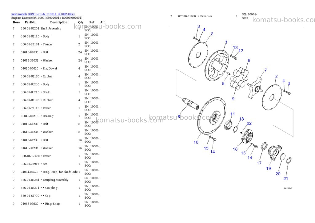 Komatsu GD955-7 S/N 11001-UP Parts catalog cover Page 8