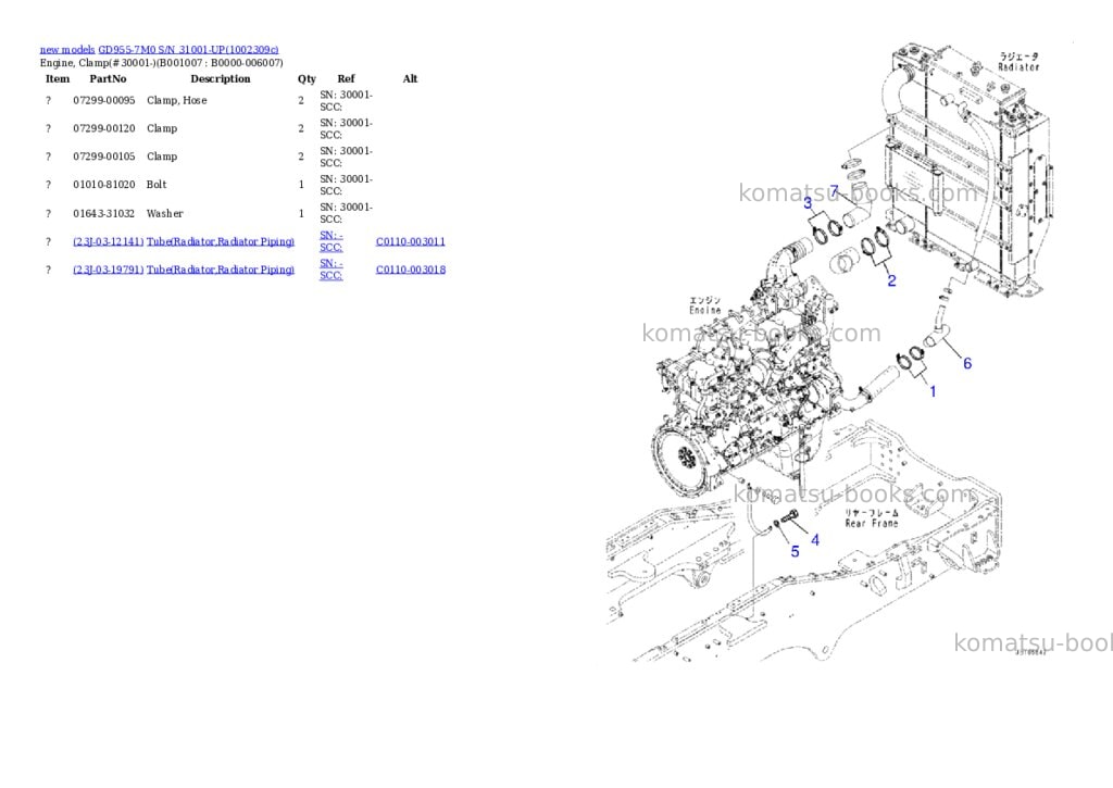 Komatsu GD955-7M0 S/N 31001-UP Parts catalog cover Page 7