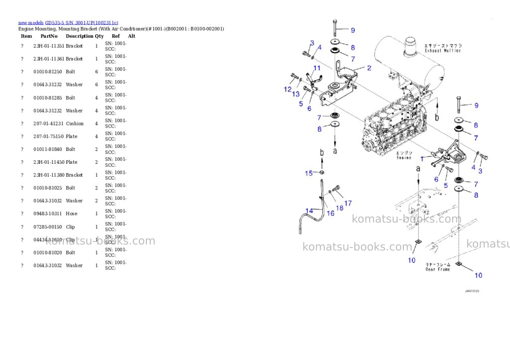 Komatsu GD535-5 S/N 3001-UP Parts catalog cover Page 3 Komatsu GD535-5 S/N 3001-UP Parts catalog cover Page 3
