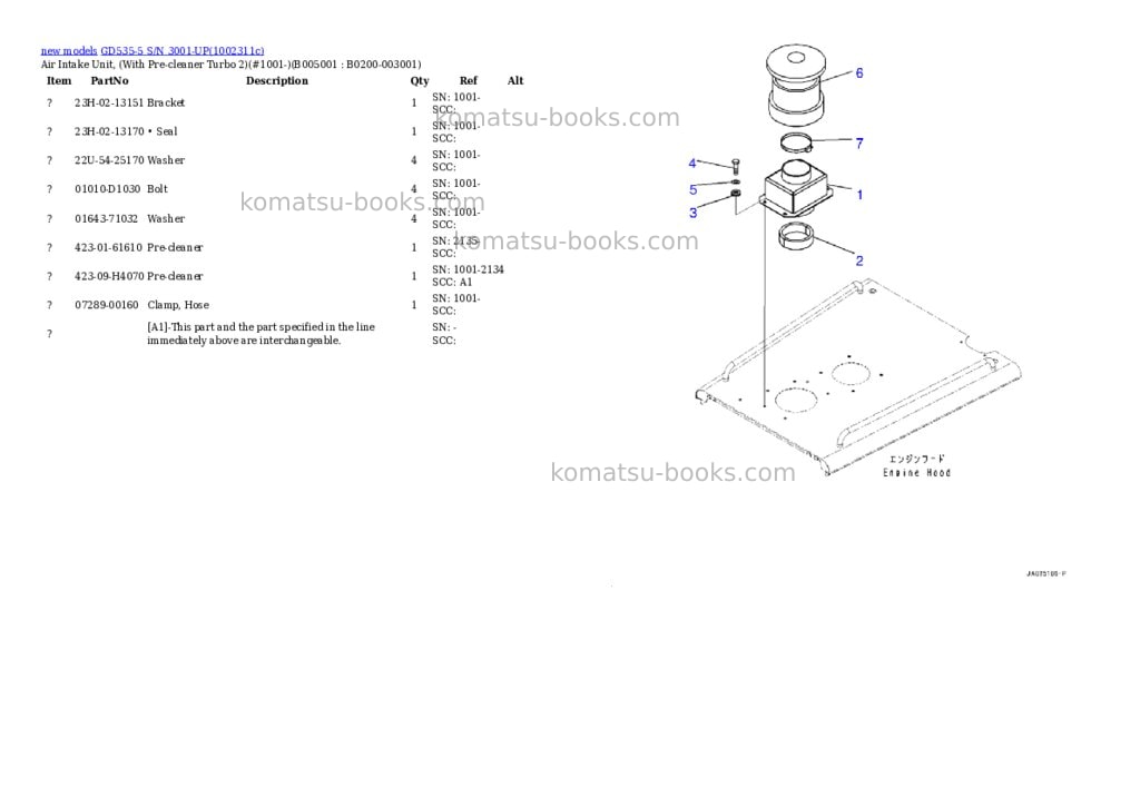 Komatsu GD535-5 S/N 3001-UP Parts catalog cover Page 7 Komatsu GD535-5 S/N 3001-UP Parts catalog cover Page 7