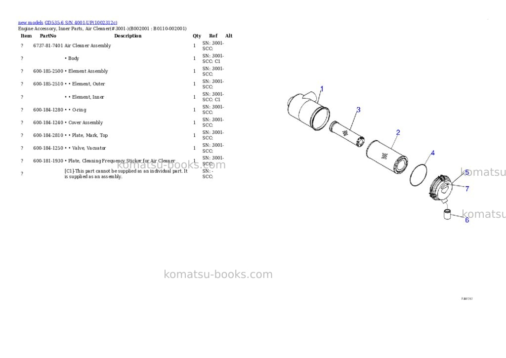 Komatsu GD535-6 S/N 4001-UP Parts catalog cover Page 3