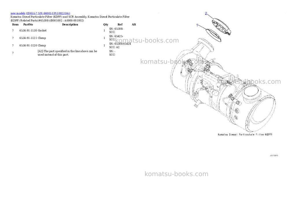 Komatsu GD655-7 S/N 66001-UP Parts catalog cover Page 2