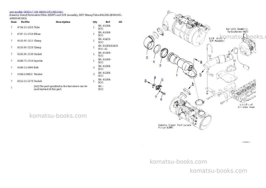 Komatsu GD655-7 S/N 66001-UP Parts catalog cover Page 5